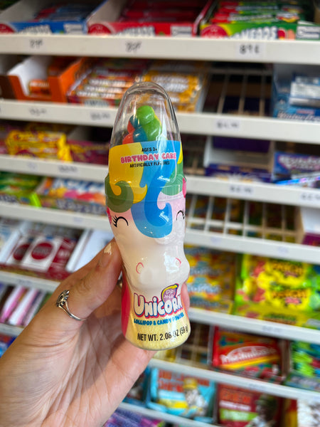 Unicorn lollipop and candy powder
